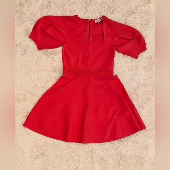 NWOT Ted Baker London Hayliy Puff Sleeve Knit Skater Dress Orange Sz TB 4 US 10 - Picture 2 of 6